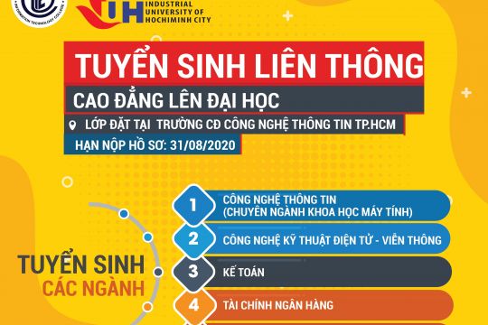 Thông báo v/v tuyển sinh đào tạo liên thông hình thức vừa học vừa làm từ trình độ cao đẳng lên trình độ đại học đợt 1 năm 2020