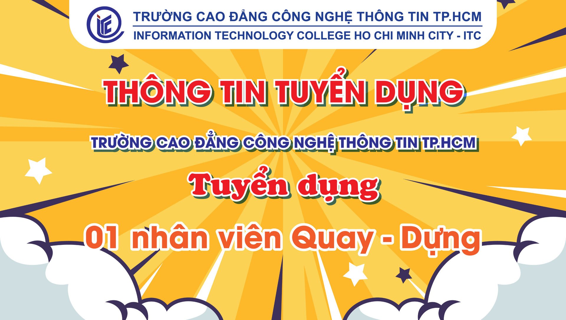 Trường ITC tuyển dụng 01 nhân viên quay dựng