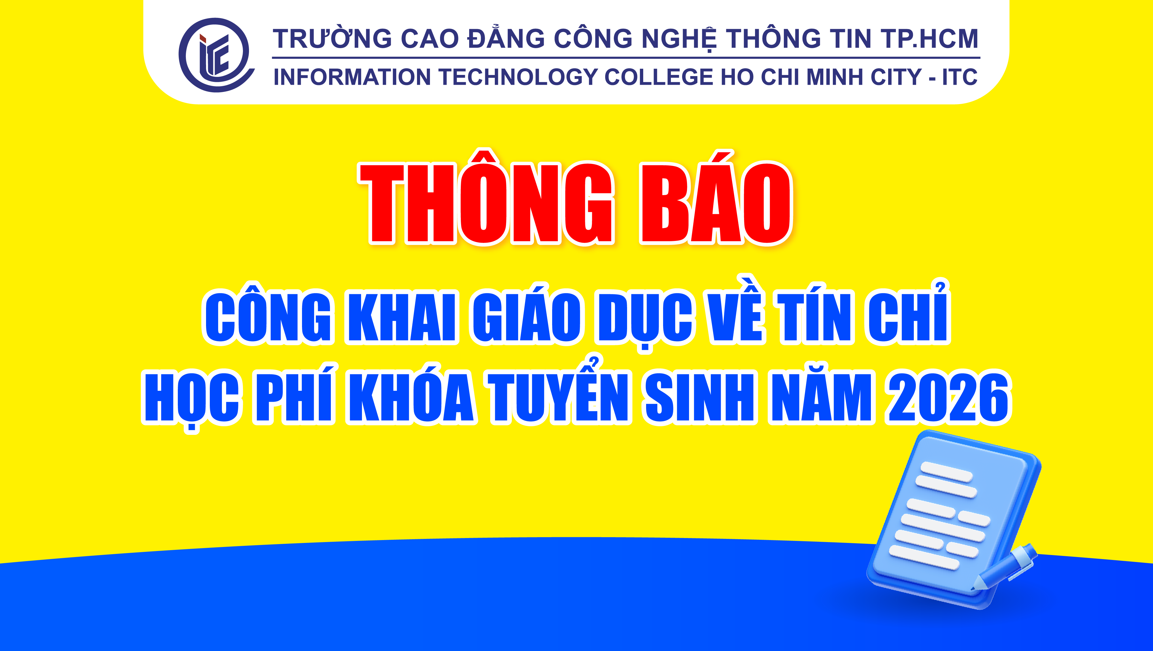 Thông báo công khai giáo dục về tín chỉ - học phí khóa tuyển sinh năm 2026