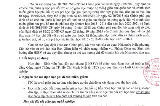 Hướng dẫn về chính sách miễn, giảm học phí cho Học sinh-Sinh viên