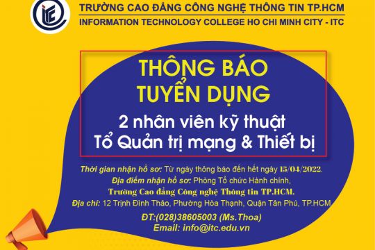 ITC Tuyển dụng nhân viên kỹ thuật Tổ Quản trị mạng & Thiết bị