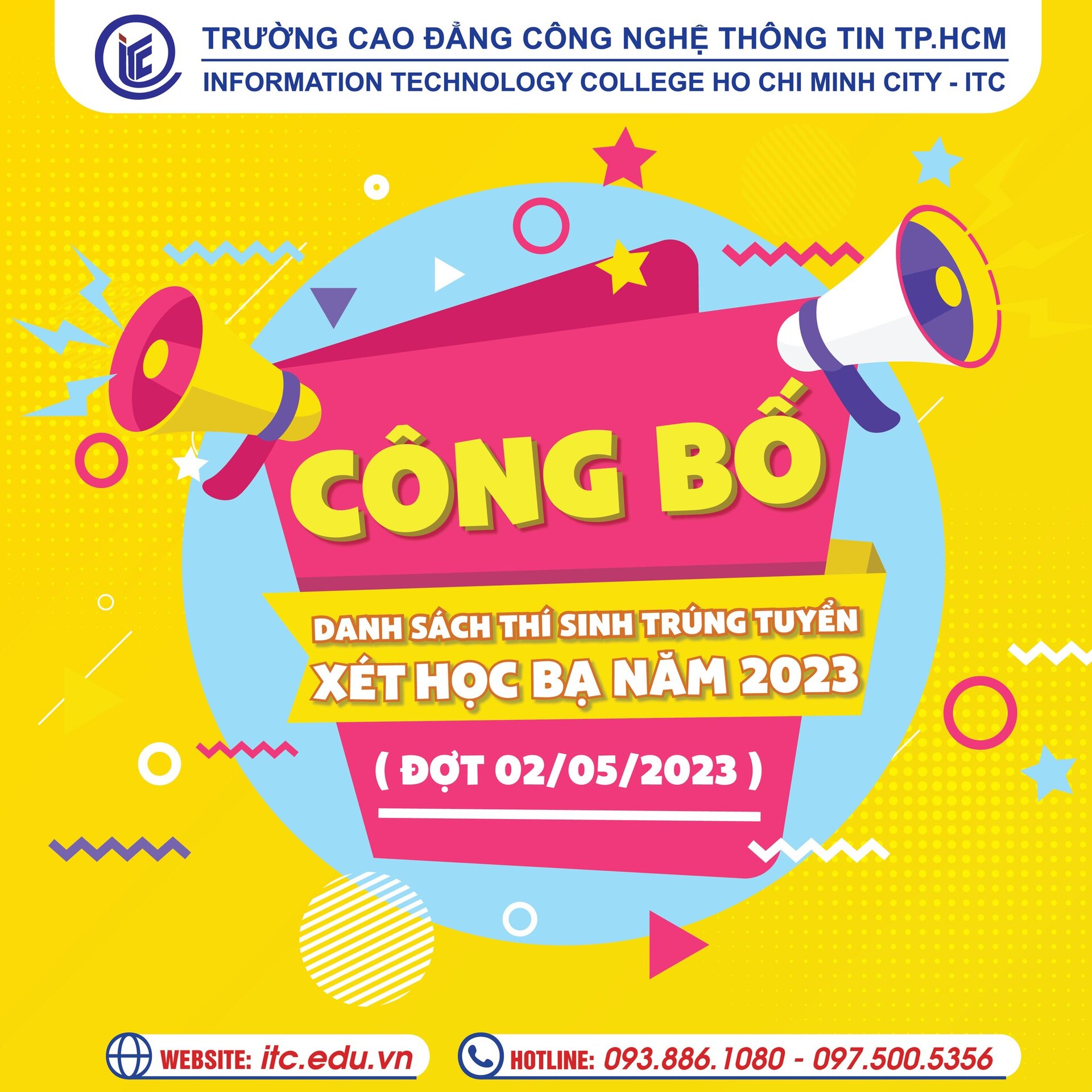 Công bố Danh sách thí sinh trúng tuyển học bạ năm 2023 ( ĐỢT 02/05/2023 )