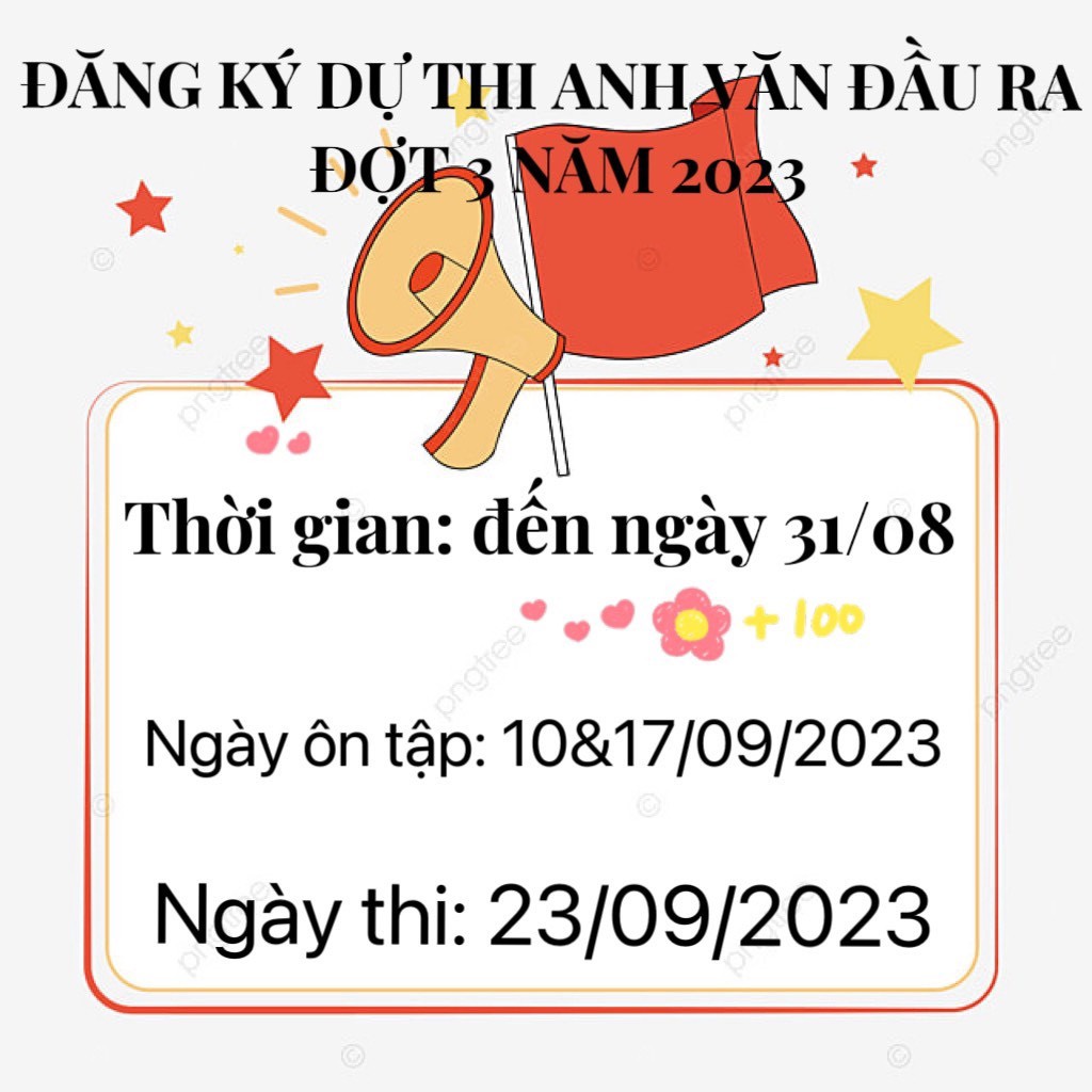 Thông báo đăng ký dự thi anh văn đầu ra đợt 3 năm 2023