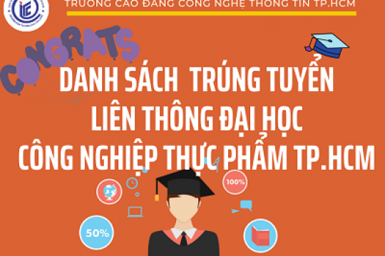 Danh sách trúng tuyển Liên thông Đại học Công nghiệp thực phẩm TP.HCM