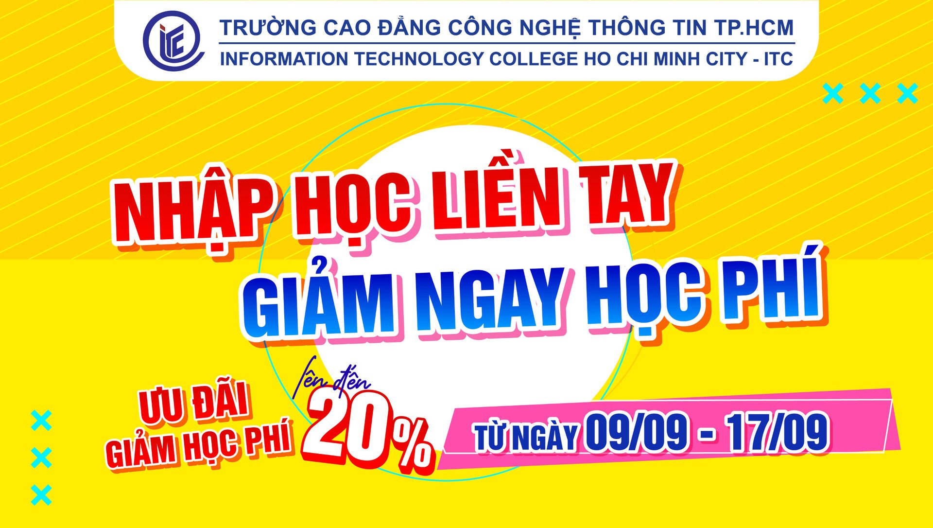 Ưu đãi giảm học phí lên tới 20% cho thí sinh nhập học vào ITC từ ngày 09/09 – 17/09/2023