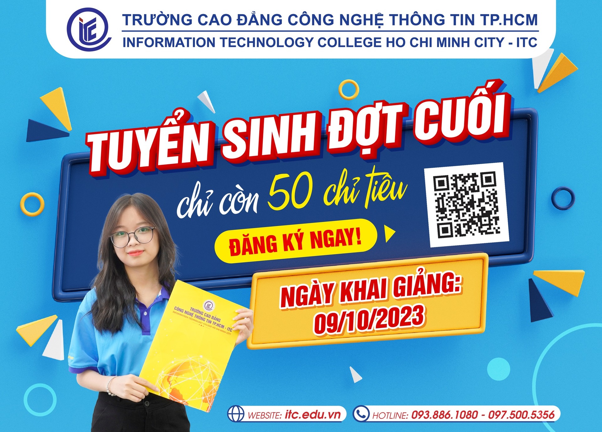 Trường ITC tuyển sinh đợt cuối năm 2023 chỉ với 50 chỉ tiêu. Khai giảng ngày 09/10/2023